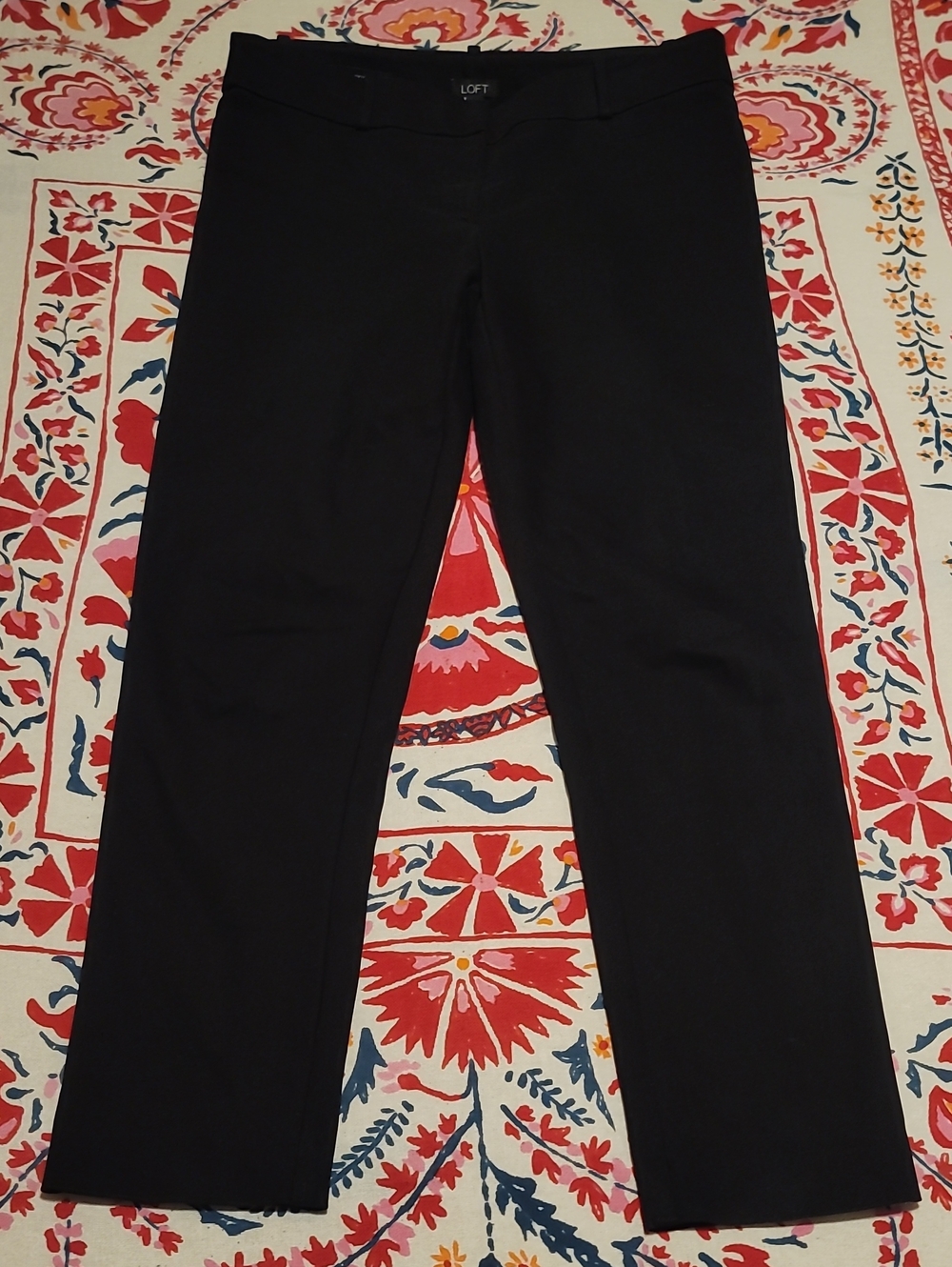 LOFT Womens Black Minimalist Straight Leg Tailored Dress Pants